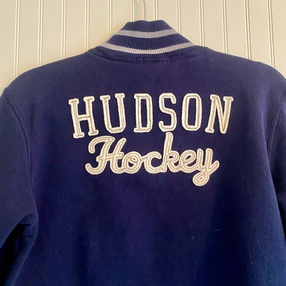 Gap Kids Sweater, Hudson Hockey, Navy with White Logos, Quarter Zip, Size XL. - Picture 5 of 12